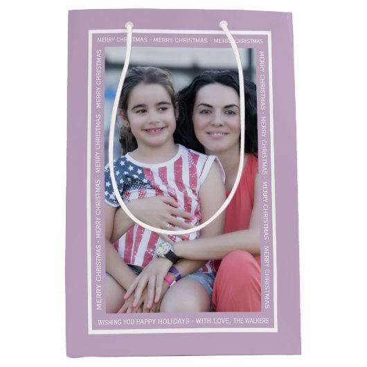 Creëer je eigen lavendel kerstvakantie foto medium cadeauzakje (Voorkant)