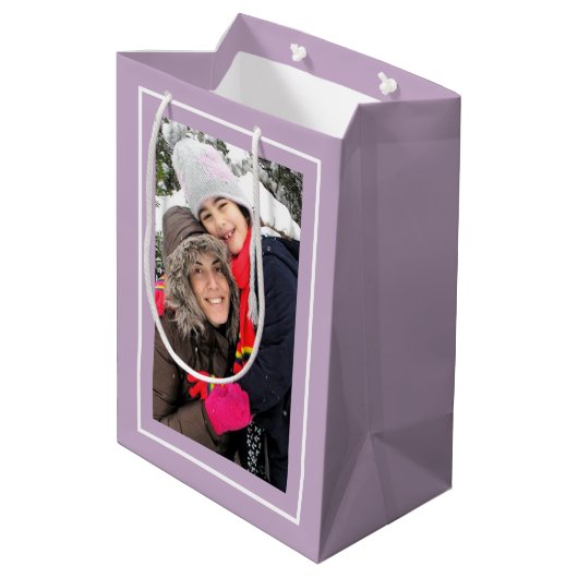 Creëer je eigen lavendel kerstvakantie foto medium cadeauzakje (Achterkant Gekanteld)