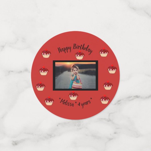 Creëer je eigen leuke cupcakes vrolijke verjaardag confetti (Kleine voorkant)