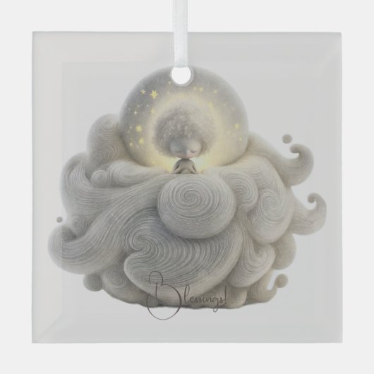 Creëer Je eigen lieve Mari Moon in Clouds Glas Ornament (Voorkant)