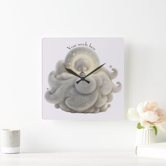 Creëer Je eigen lieve Mari Moon in Clouds Vierkante Klok (Huis)