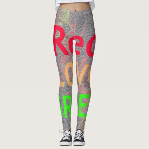 Creëer je eigen Lovey Red Golden Green Rasta Color Leggings