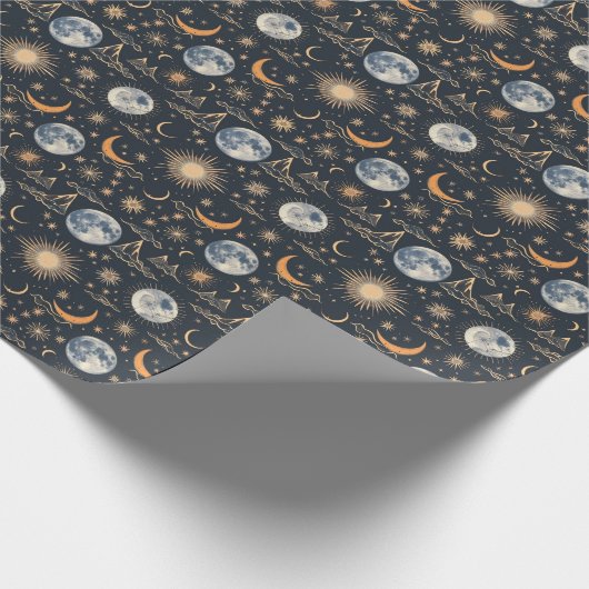 Creëer Je eigen Maanwolkenkrabbers Celestial Cadeaupapier (Hoek)