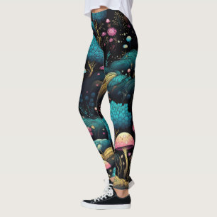 Creëer Je Eigen Magisch Bos Roze Paddenstoelen Zwa Leggings