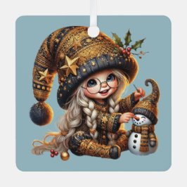 Creëer Je eigen magische kerstgnoom Snowman Metalen Ornament