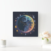 Creëer Je eigen magische regenboogmanen Vierkante Klok (Huis)