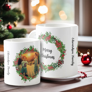 Creëer je eigen Merry-kerstfamiliefoto Koffiemok
