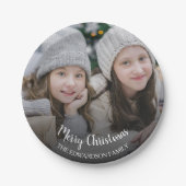 Creëer je eigen Merry-kerstfamiliefoto Papieren Bordje (Voorkant)