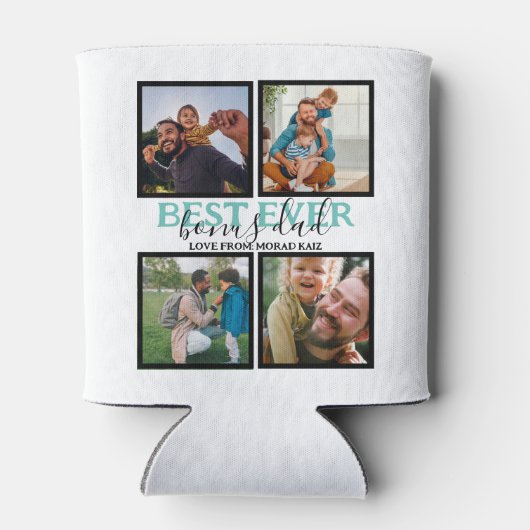 Creëer je eigen Modern Bonus Pap 4 Foto Collag Blikjeskoeler (Achterkant)