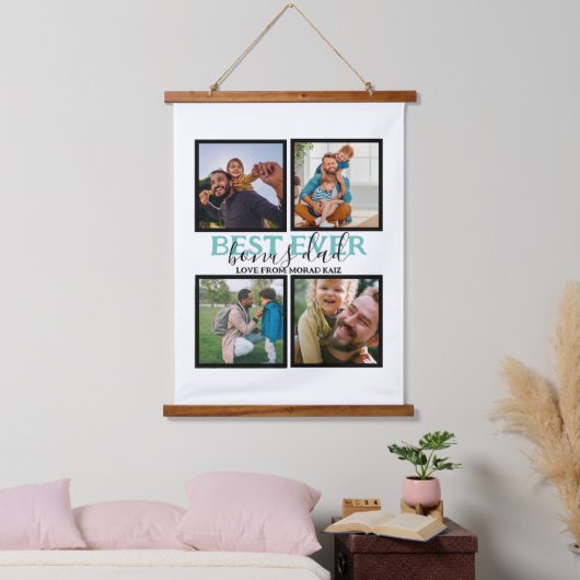 Creëer je eigen Modern Bonus Pap 4 Foto Collage Hangend Wandkleed (Slaapkamer)