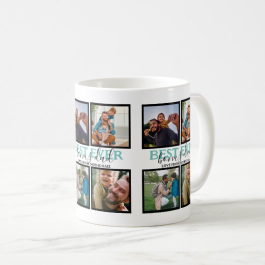 Creëer je eigen Modern Bonus Pap 4 Foto Collage Koffiemok (Voorkant rechts)