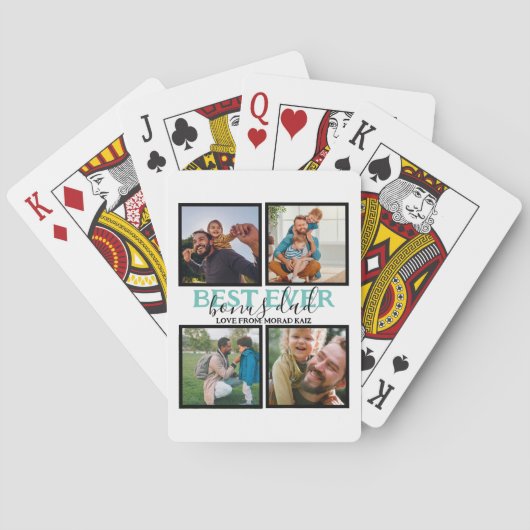 Creëer je eigen Modern Bonus Pap 4 Foto Collage Pokerkaarten (Achterkant)