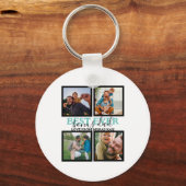 Creëer je eigen Modern Bonus Pap 4 Foto Collage Sleutelhanger (Voorkant)