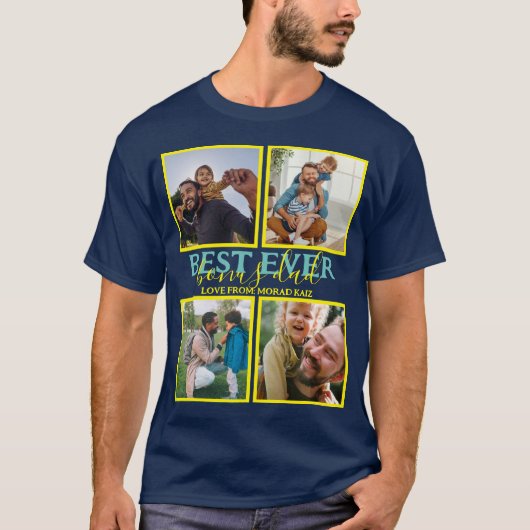 Creëer je eigen Modern Bonus Pap 4 Foto Collage T-shirt (Voorkant)