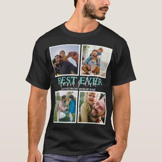 Creëer je eigen Modern Bonus Pap 4 Foto Collage T-shirt (Voorkant)