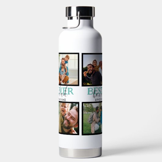 Creëer je eigen Modern Bonus Pap 4 Foto Collage Waterfles (Rechts)