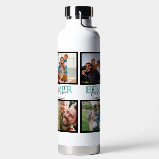 Creëer je eigen Modern Bonus Pap 4 Foto Collage Waterfles (Links)