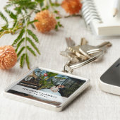 Creëer Je eigen moderne chic Couple Weddenfoto Sleutelhanger (Zijkant)