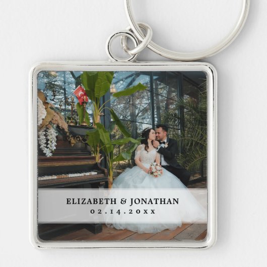 Creëer Je eigen moderne chic Couple Weddenfoto Sleutelhanger (Voorkant)