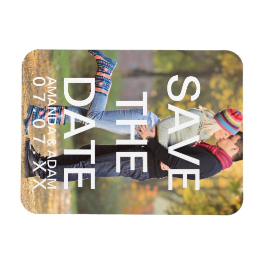 Creëer Je eigen moderne foto Bewaar de datummagnet Magneet (Horizontaal)