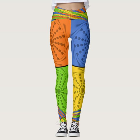 Creëer je eigen mooie Egyptische multi-kleurendesi Leggings (Voorkant)