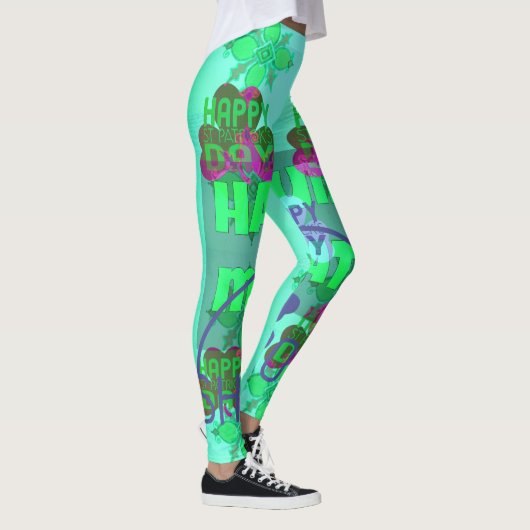 Creëer je eigen Mooie Saint Patrick Tekstflora Leggings (Rechts)