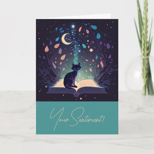 Creëer Je eigen mystieke Black Cat Magic Feestdagen Kaart (Voorkant)