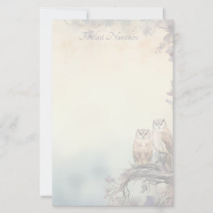 Creëer Je Eigen Mystieke Bruine Uilen Bos Bloemen Briefpapier