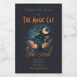 Creëer Je eigen mystieke middernacht zwarte kat Wijn Etiket