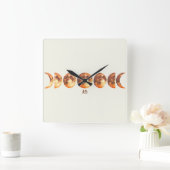 Creëer Je eigen mystieke Oranje maanfasen Vierkante Klok (Huis)