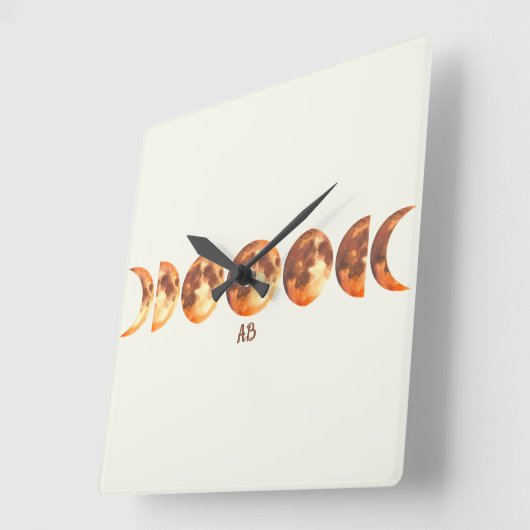 Creëer Je eigen mystieke Oranje maanfasen Vierkante Klok (Hoek)