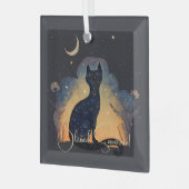 Creëer Je eigen mystieke zwarte kat silhouet Glas Ornament (Voorkant links)