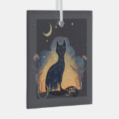 Creëer Je eigen mystieke zwarte kat silhouet Glas Ornament (Voorkant Rechts)