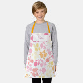 creëer je eigen Naam Bloemen Print Schort voor Kin (Gedragen)