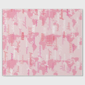 creëer je eigen naampatroon. roze wereldkaarten cadeaupapier (Vlak)