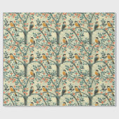 Creëer Je Eigen Oriole Vogels Fruitboom Cadeaupapier (Vlak)