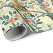Creëer Je Eigen Oriole Vogels Fruitboom Cadeaupapier (Rol Hoek)