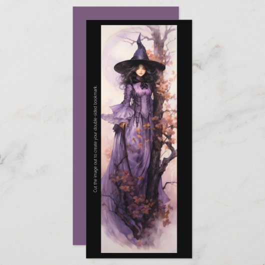 Creëer Je eigen Paarse herfst heks Bladwijzer (Voorkant / Achterkant)