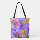 Creëer je eigen Paarse patroon Waterverf bloemenmo Tote Bag (Achterkant)