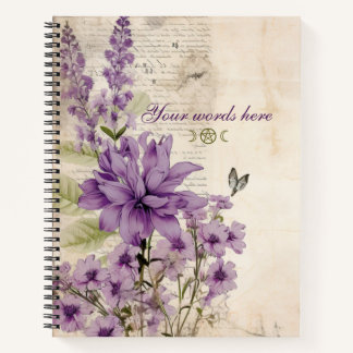 Creëer Je Eigen Paarse Wilde Bloemen Romantisch Notitieboek