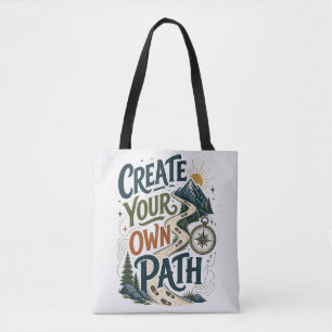 Creëer Je Eigen Pad Inspiratievolle Avontuur Berg Tote Bag