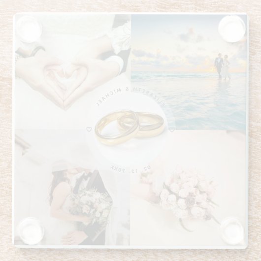 Creëer Je eigen Passen getrouwd bruiloft Foto Coll Glazen Onderzetter (Achterkant)