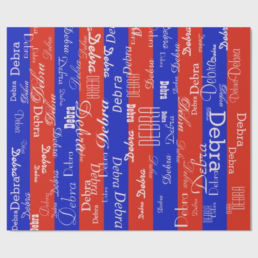 creëer je eigen patroon met rode en blauwe namen cadeaupapier (Vlak)