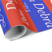 creëer je eigen patroon met rode en blauwe namen cadeaupapier (Rol Hoek)