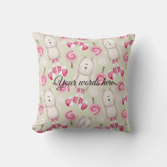 Creëer Je eigen pepermuntkonijnen Kerstmis Kussen (Voorkant)