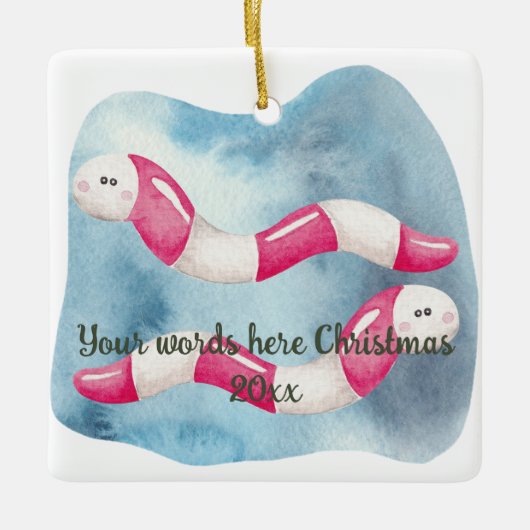 Creëer Je eigen pepermuntwormen Kerst Keramisch Ornament (Voorkant)