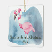 Creëer Je eigen Peppermint Flamingo kerst Keramisch Ornament (Links)