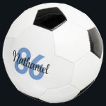 Creëer Je eigen persoonlijke jongen Blue White Voetbal<br><div class="desc">Je favoriete voetbalspeler zal van dit gepersonaliseerde voetbal houden. Pas aan met spelersnaam en -nummer. Dit aangepaste voetbal zal een groot geschenk zijn voor kerst,  verjaardagen of andere speciale gelegenheden.</div>