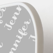 Creëer Je eigen persoonlijke naam grijs Pickleball Paddle (Links Detail)