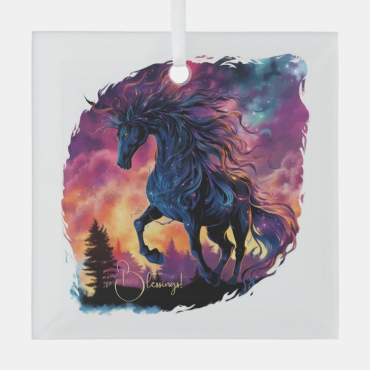 Creëer Je eigen Pyrois Dark Horse Magic Glas Ornament (Voorkant)